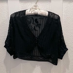Banana Republic black cropped beaded cardigan Size small